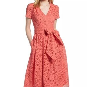 1901 NORDSTROM 100% Cotton Eyelet Fit Flare A-Line Dress 10